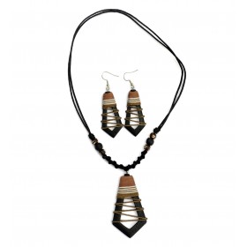 Brown Hollow Abstract Jewellery Set 